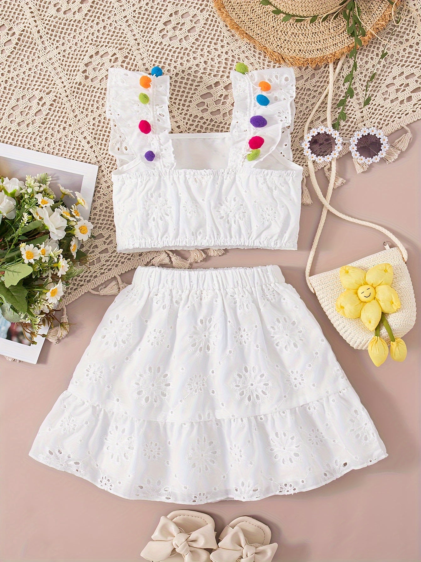 Summer Daily Casual Out Square Neck Sleeveless Solid Color Ball Decorated Regular Fit