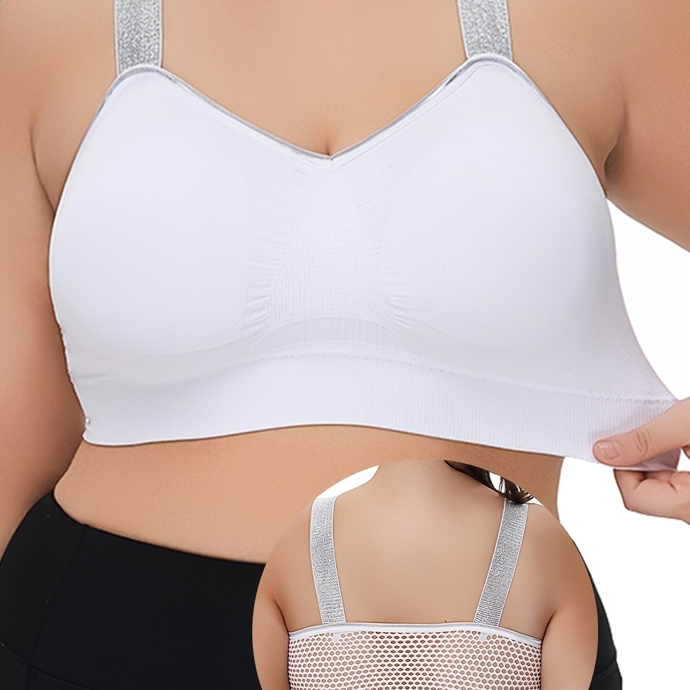 Thin Silvery Contrast High-End Bra Plus Size Breathable Women's Underwear