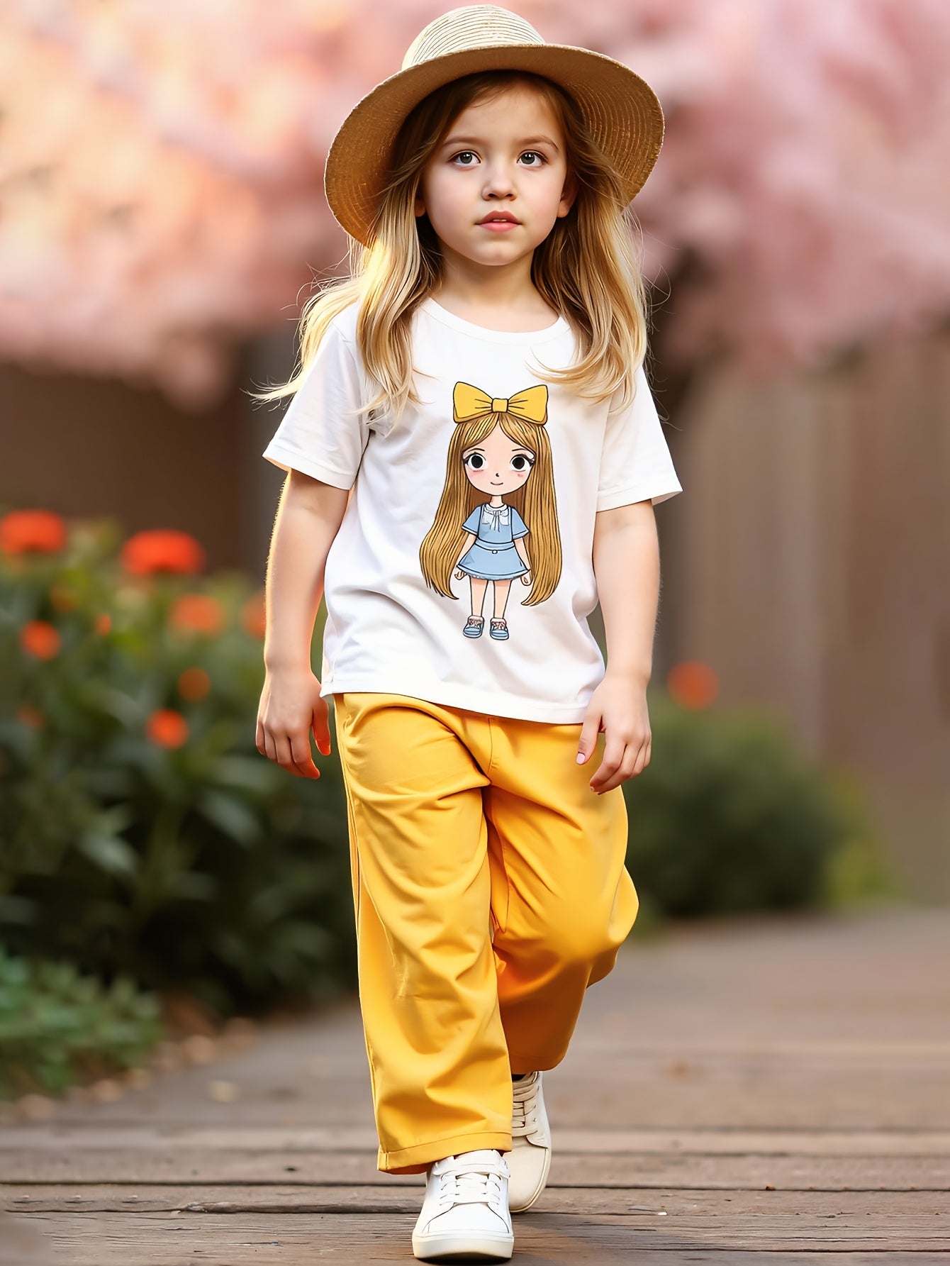 Adorable Summer Girls' Two-Piece Outfit - Short Sleeve T-Shirt
