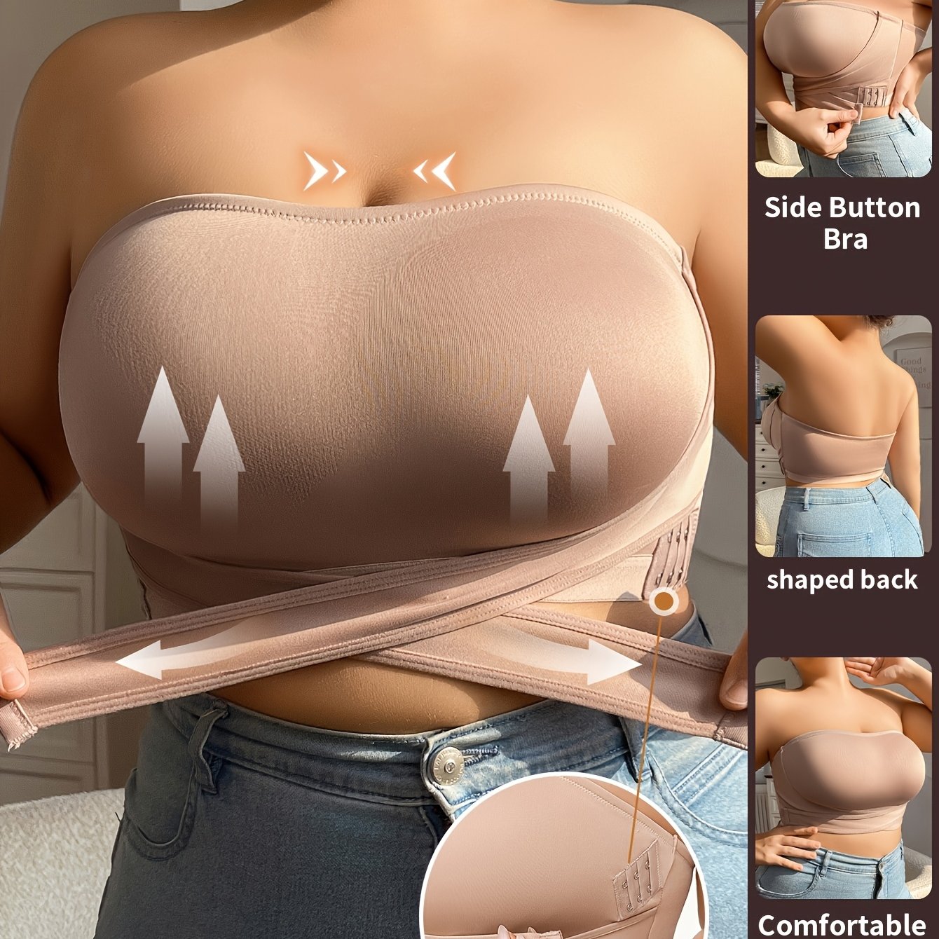 Seamless Strapless Bandeau Bra for Women