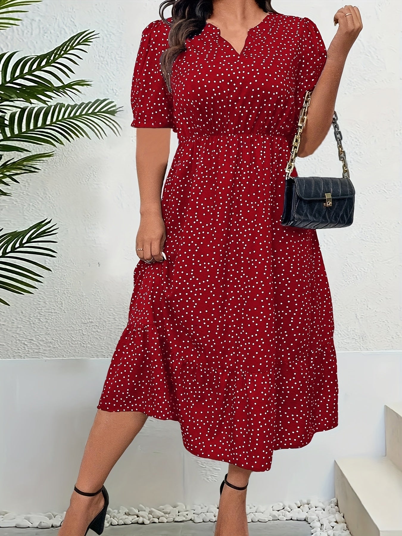 Plus Size Women's V-Neck Loose Fit Dress