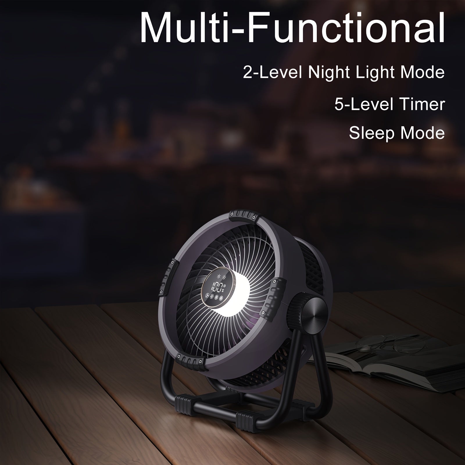 Storm Outdoor Fan - 30ft Cold Wind, 20000mAh Battery, LED Lantern, Phone Charger