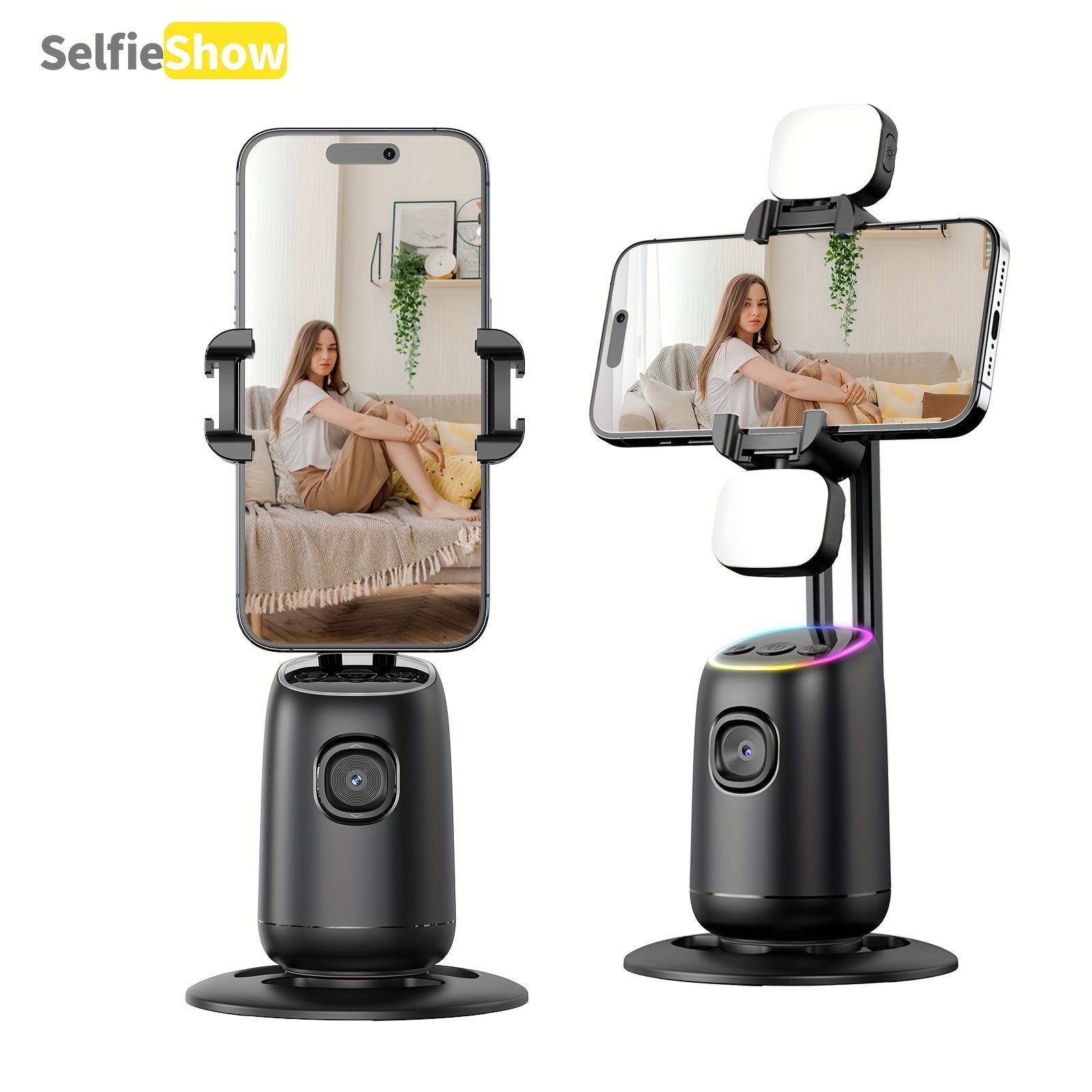 AI Intelligent Dual Cold Shoe Interface 360°Face Tracking Gimbal