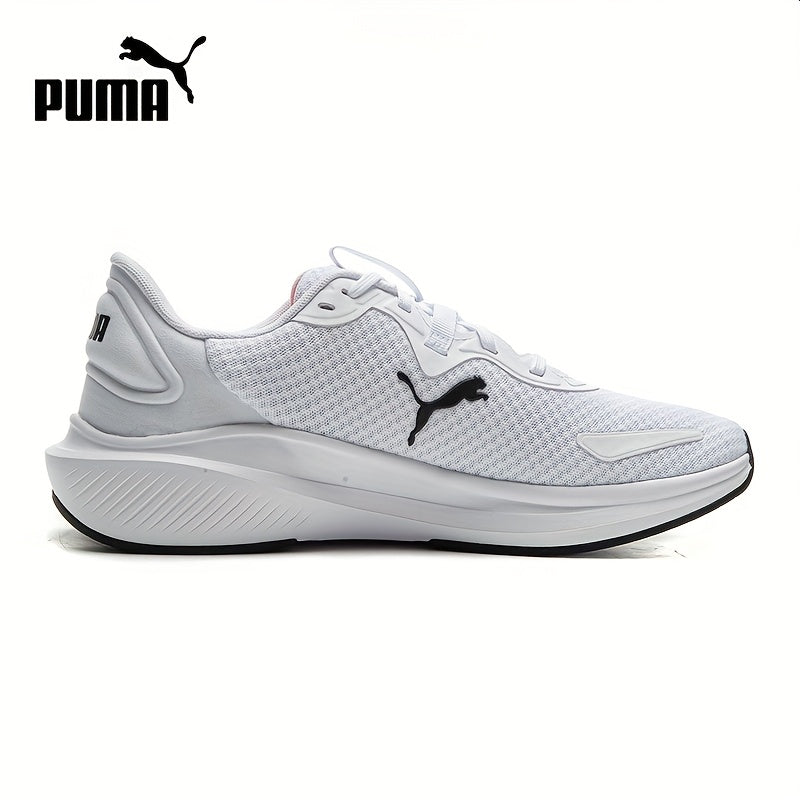 PUMA Unisex Sneakers - Low-Top Gym Sneakers in White/Black/Neon Green Accent - Breathable Fabric Upper