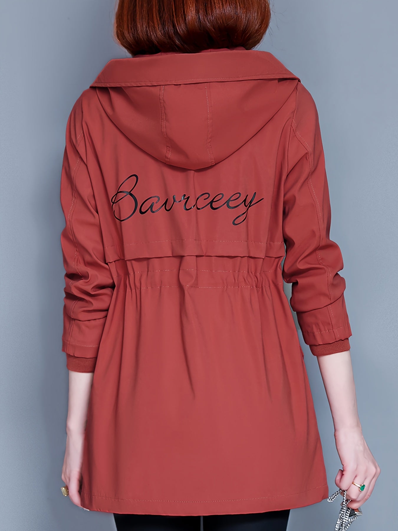 Kesixsty Women's Mid-Length Hooded Windbreaker Jacket with Plush Lining