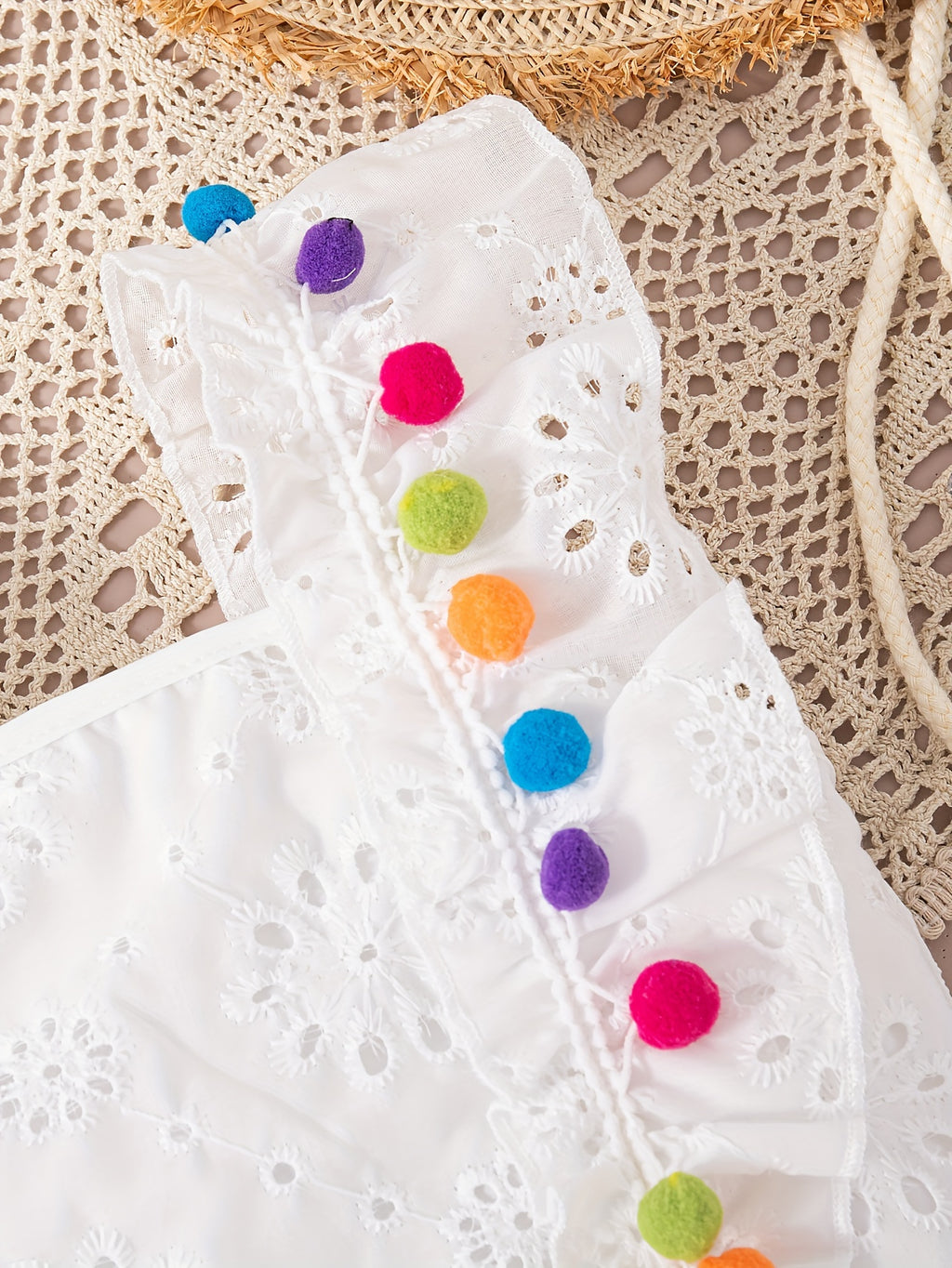 Summer Daily Casual Out Square Neck Sleeveless Solid Color Ball Decorated Regular Fit