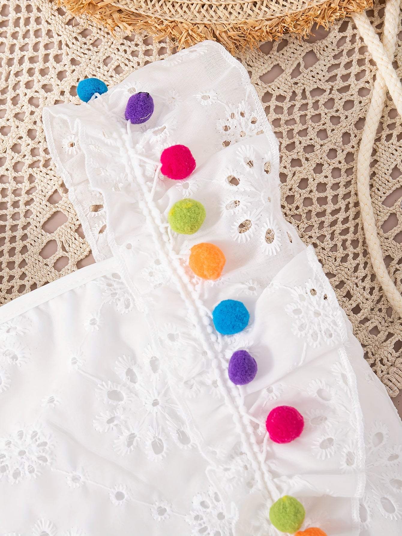 Summer Daily Casual Out Square Neck Sleeveless Solid Color Ball Decorated Regular Fit