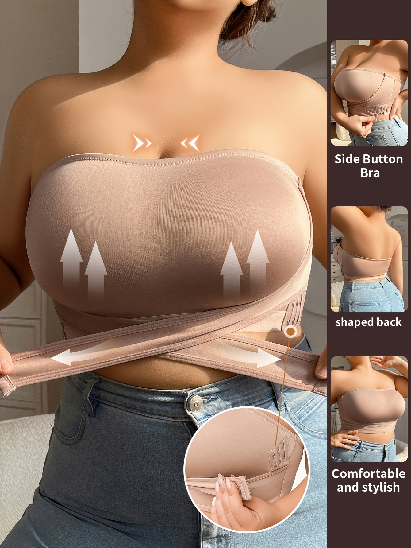 Seamless Strapless Bandeau Bra for Women