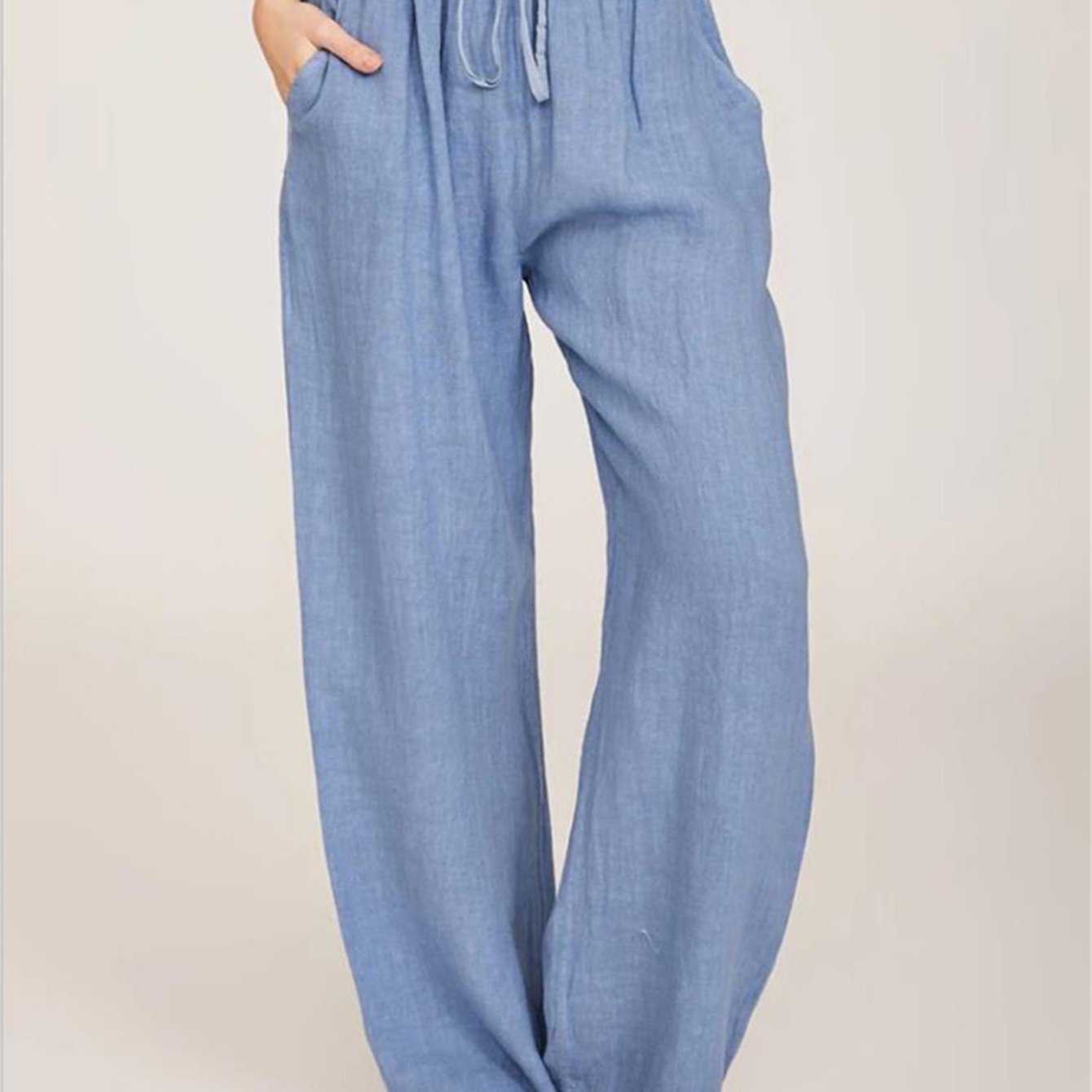 Drawstring Wide Leg Solid Loose Palazzo Pants
