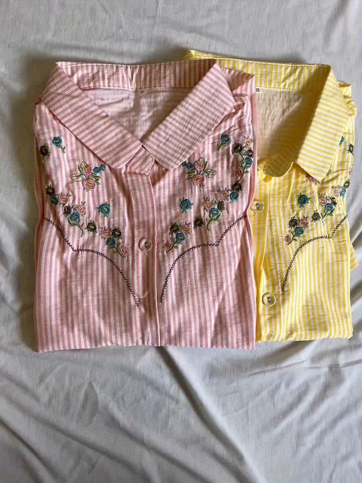Embroidered Button Front Shirt, Casual Short Sleeve Lapel Top For Spring & Summer, Women's Clothing