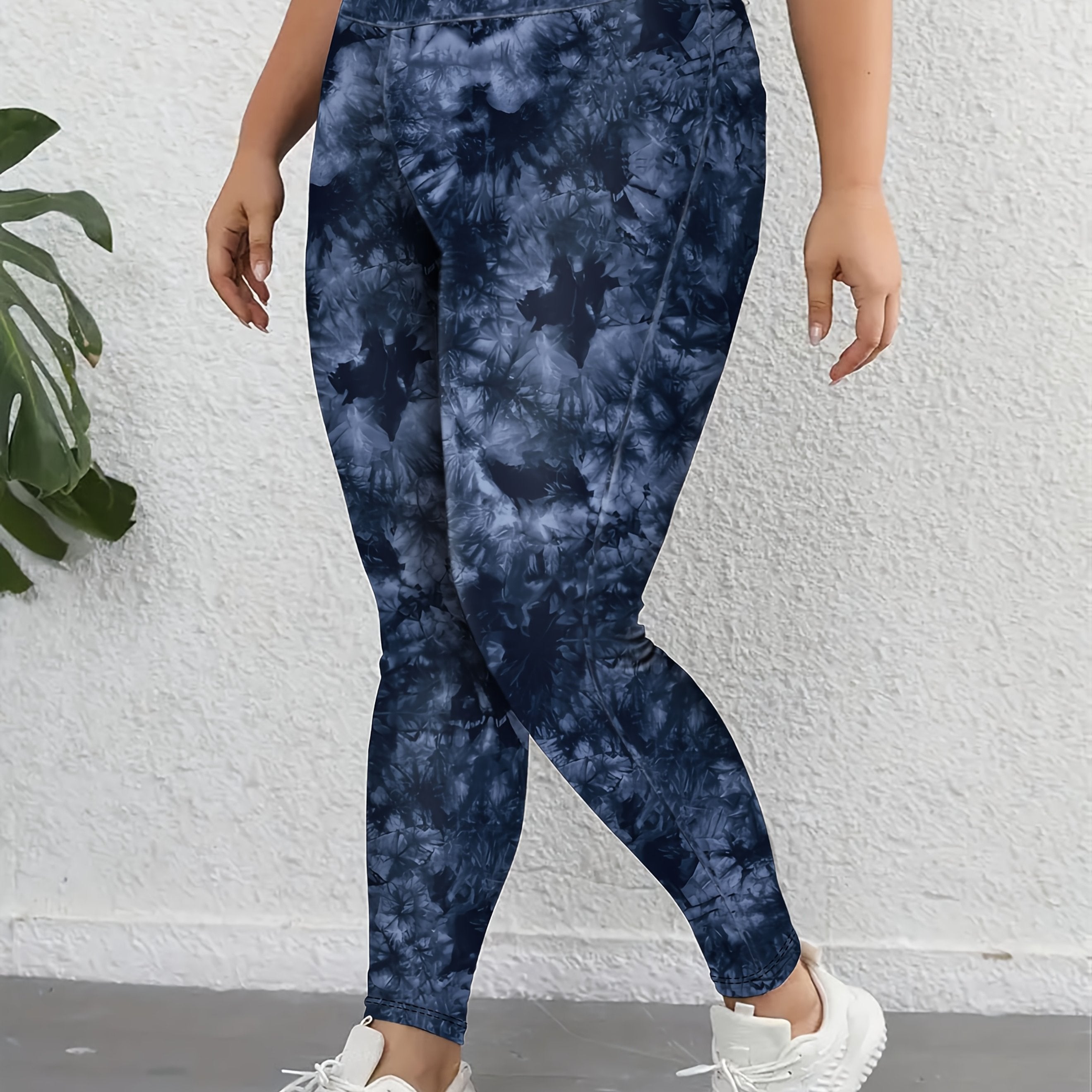 1pc Women's Plus Size High Waist Skinny Leggings