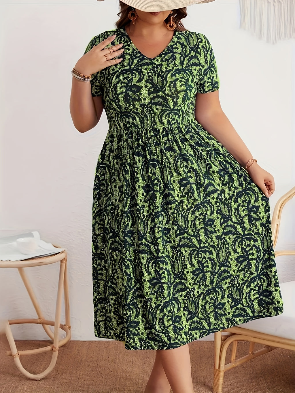Women's Casual V-Neck Short Sleeve Dress