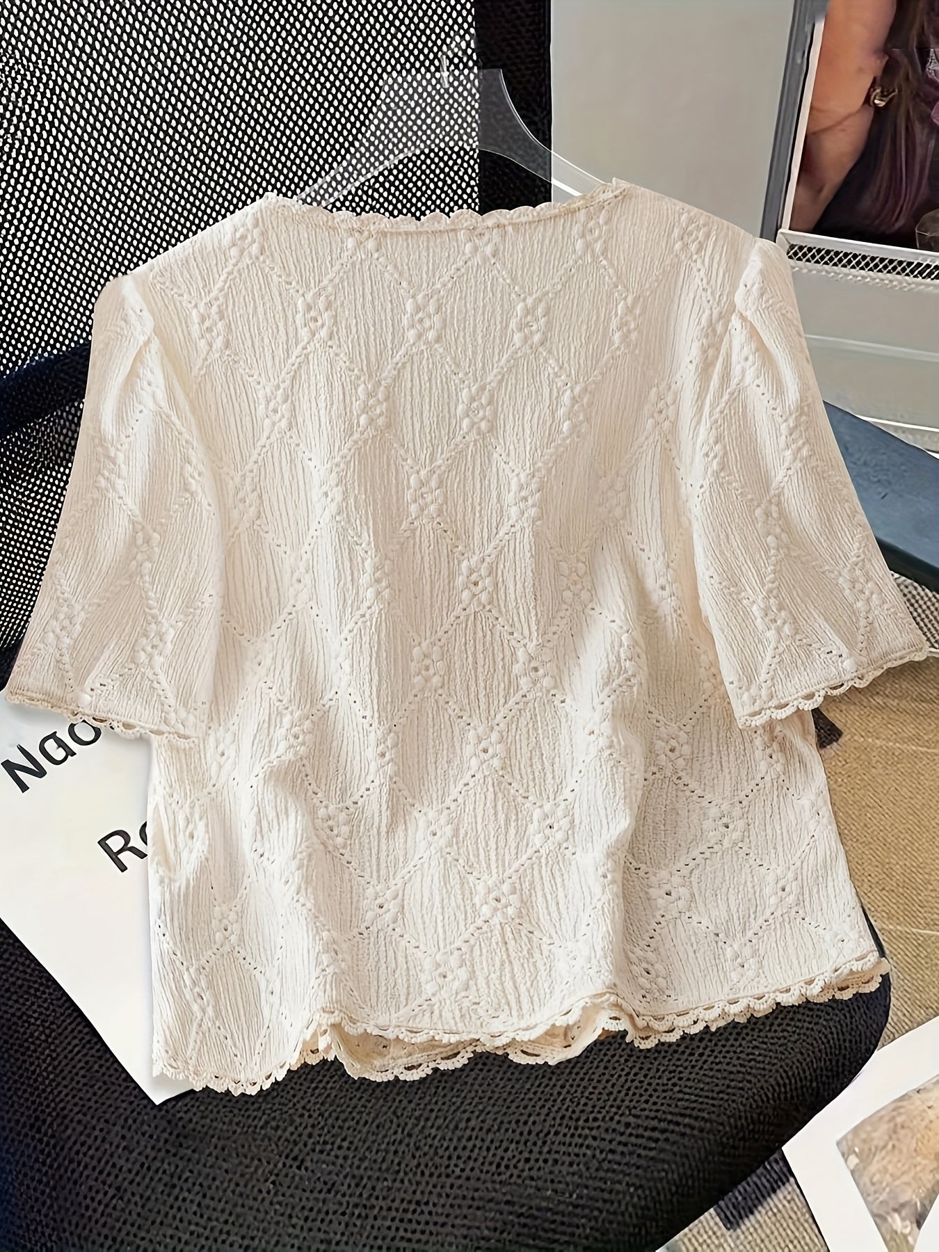 Women's Elegant V-Neck Short Sleeve Blouse