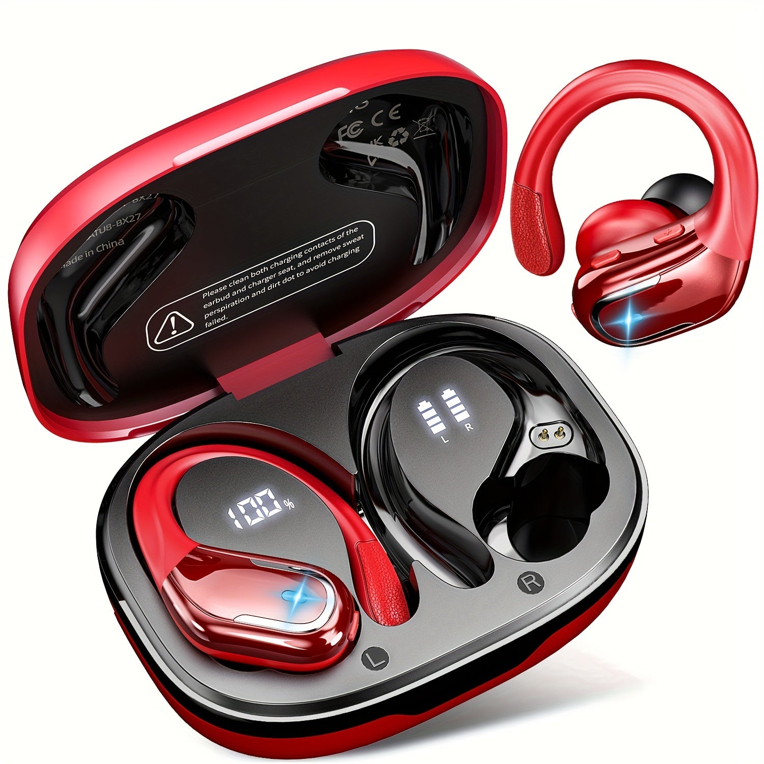 New Wireless Earbuds for Running Sports, Wireless Earphones with Earhooks Pure Bass Sound