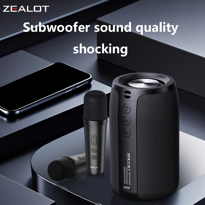 S32 Wireless Speakers Two Wireless Microphones, Portable Design, Booming Bass