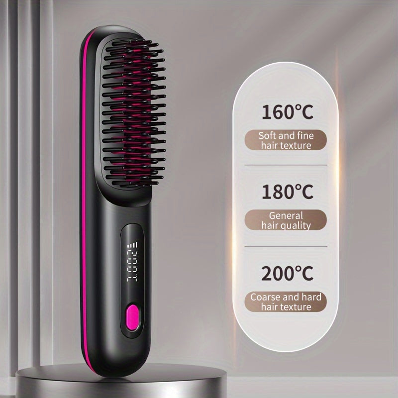 Portable cordless straight hair comb, rapid heating