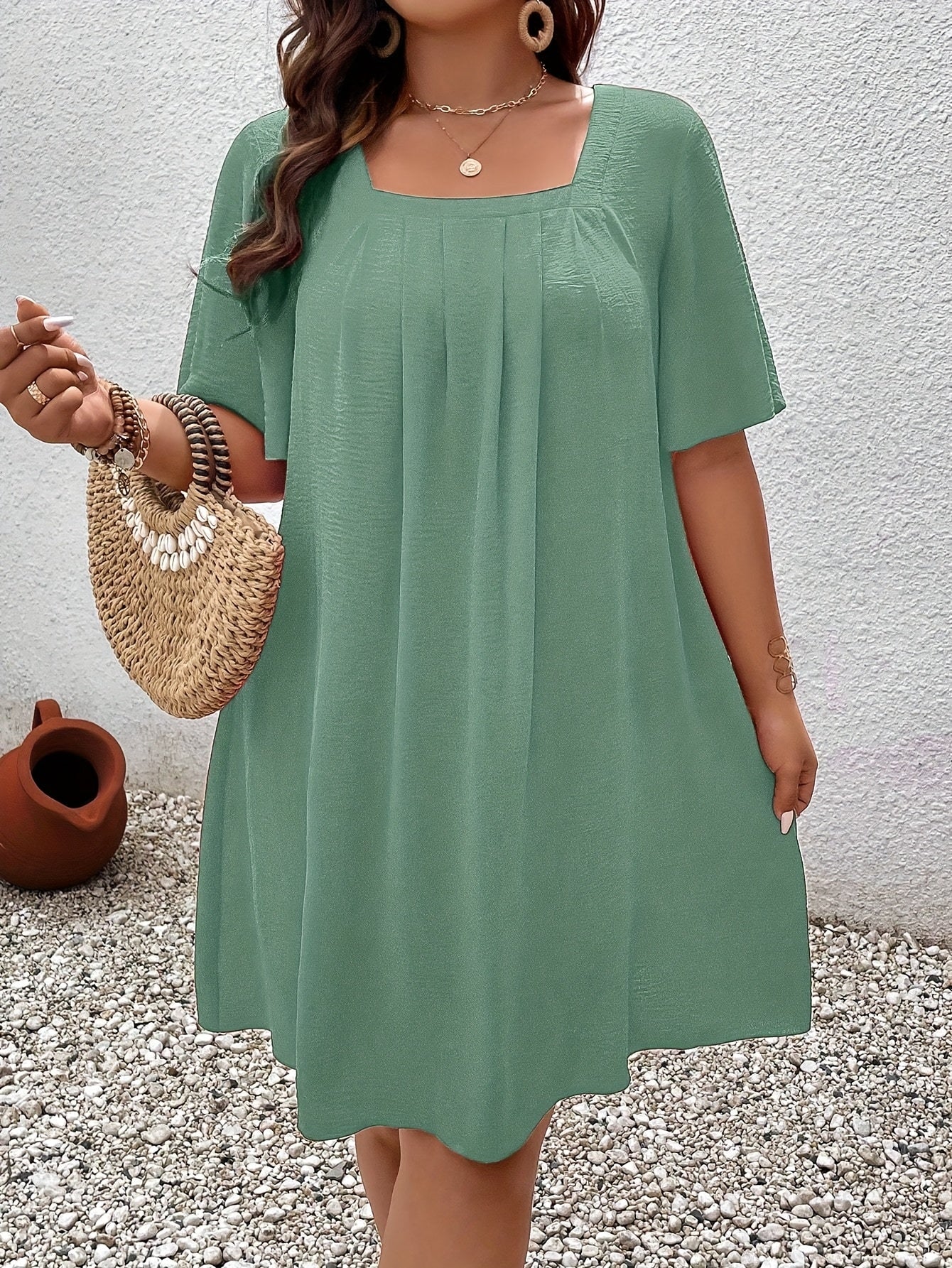 Elegant Square Neck Dress for Women