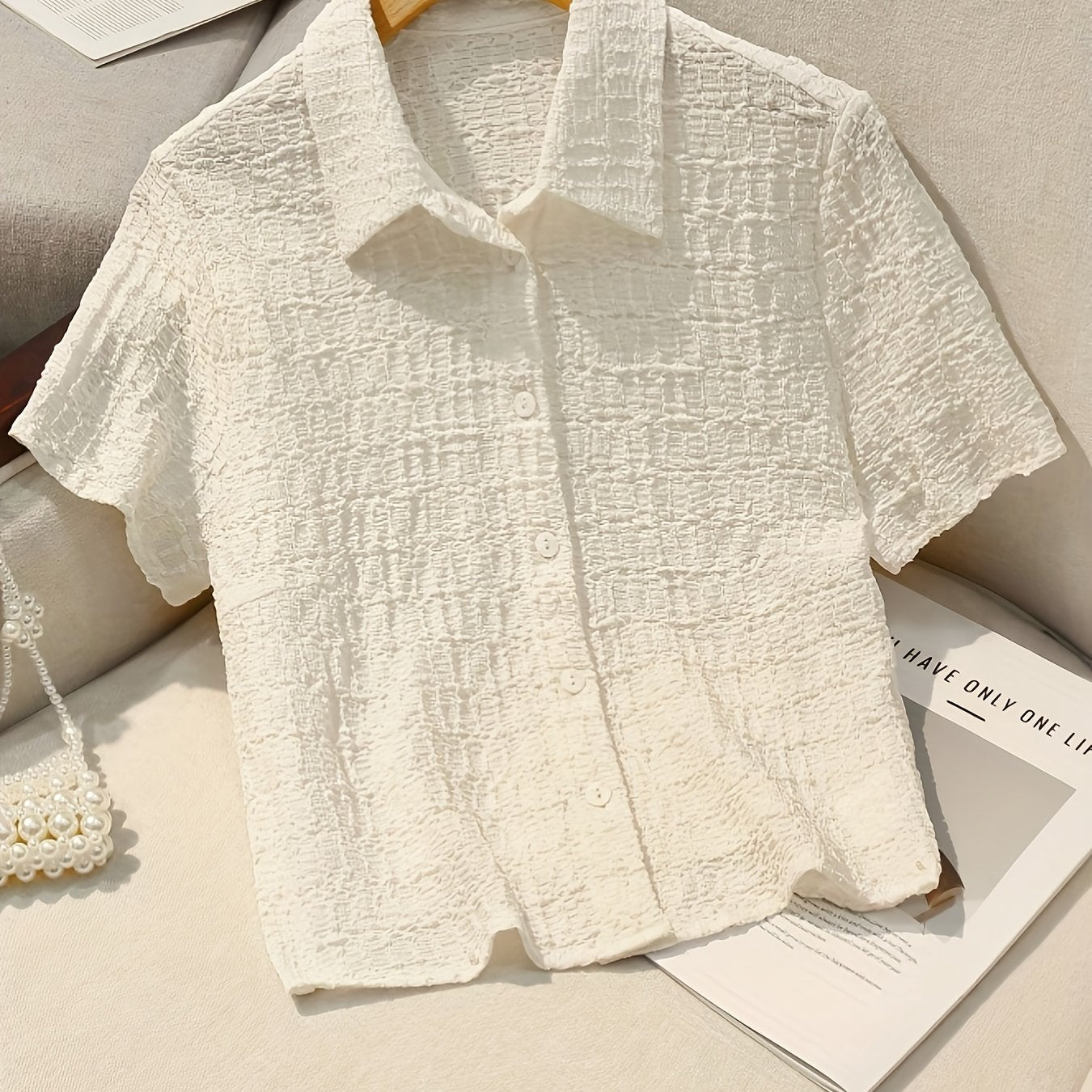 Women's Elegant Stretch Pleated Collar Blouse