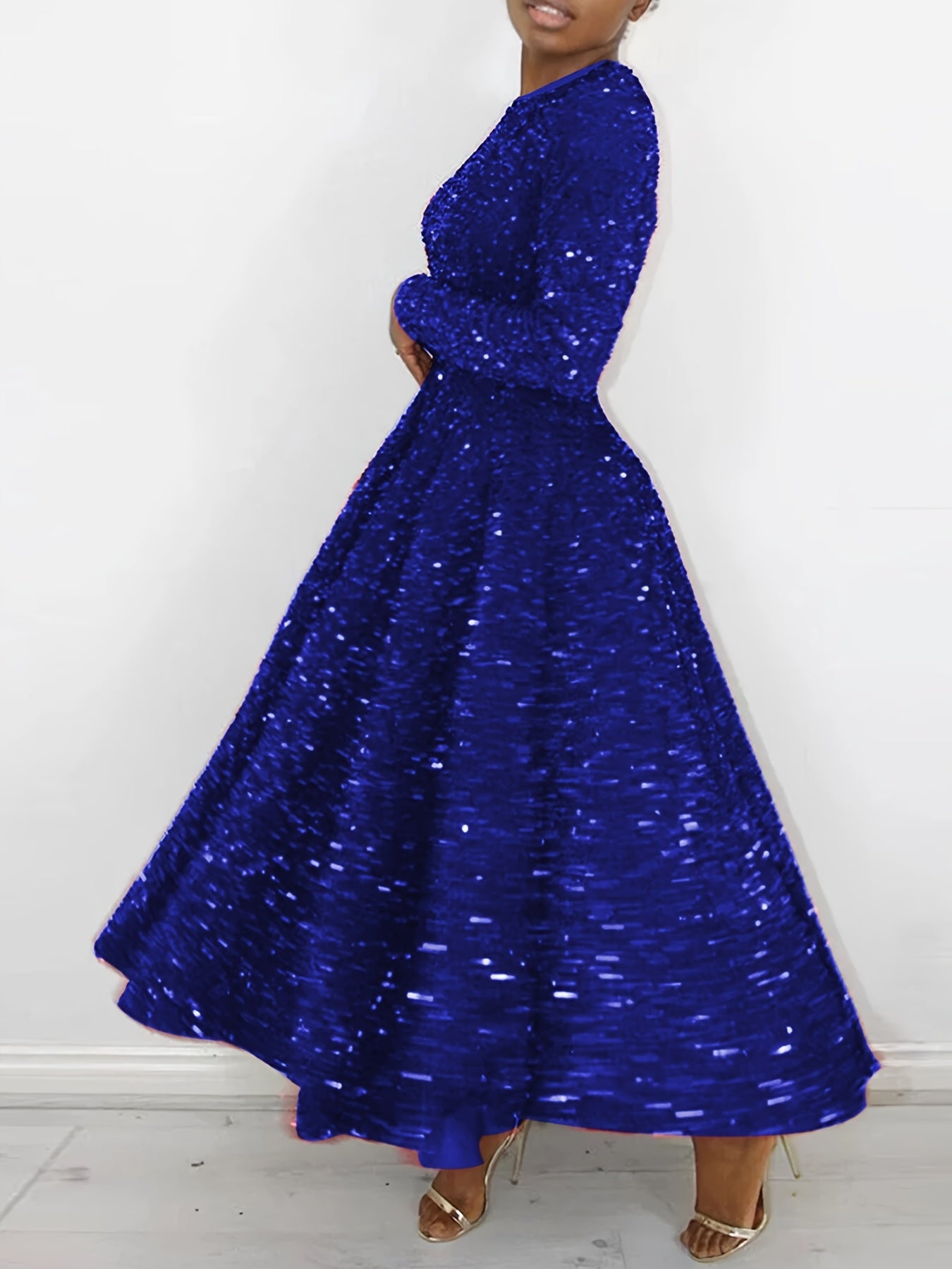 Women's Red Long Dress with a Round Neck, Perfect for Christmas Parties And New Year Celebrations