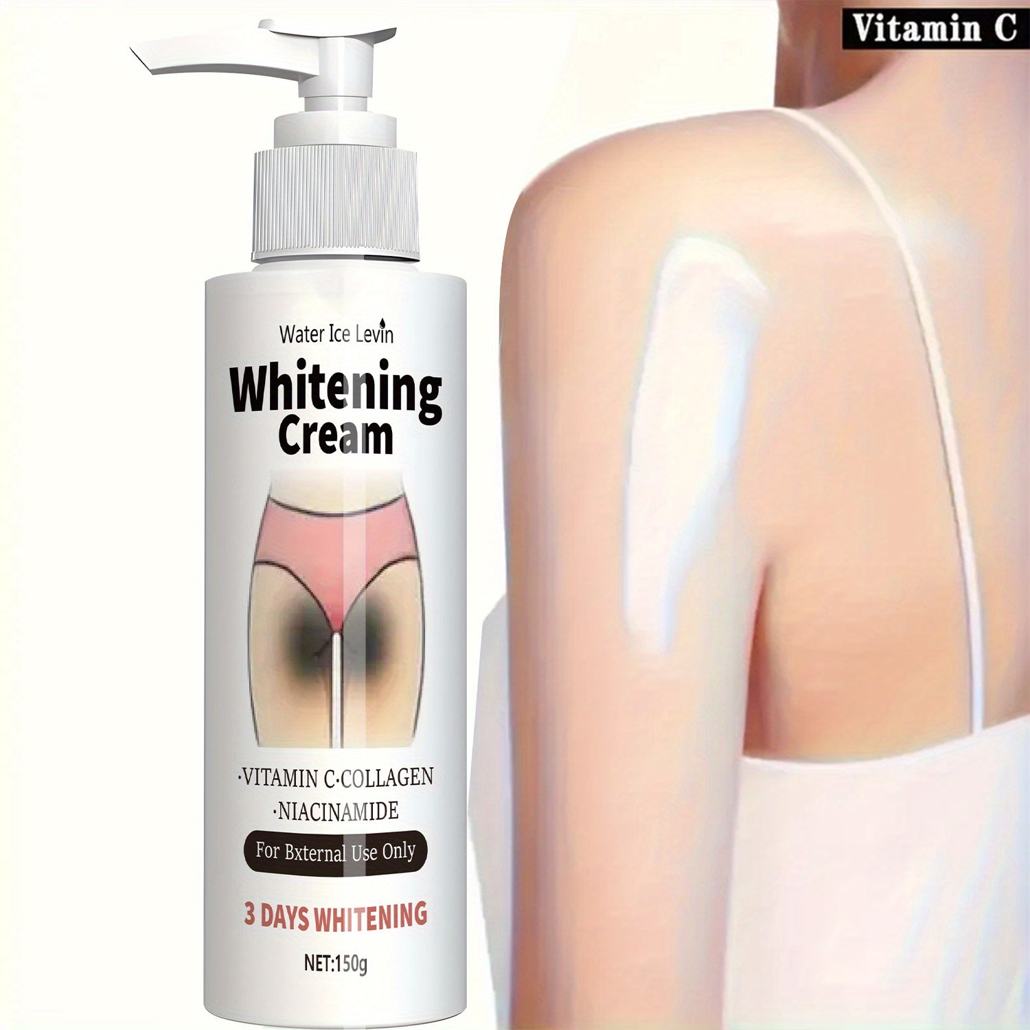 Vitamin C Collagen Whitening Cream for Body, Underarms, Butt & Thighs, private areas