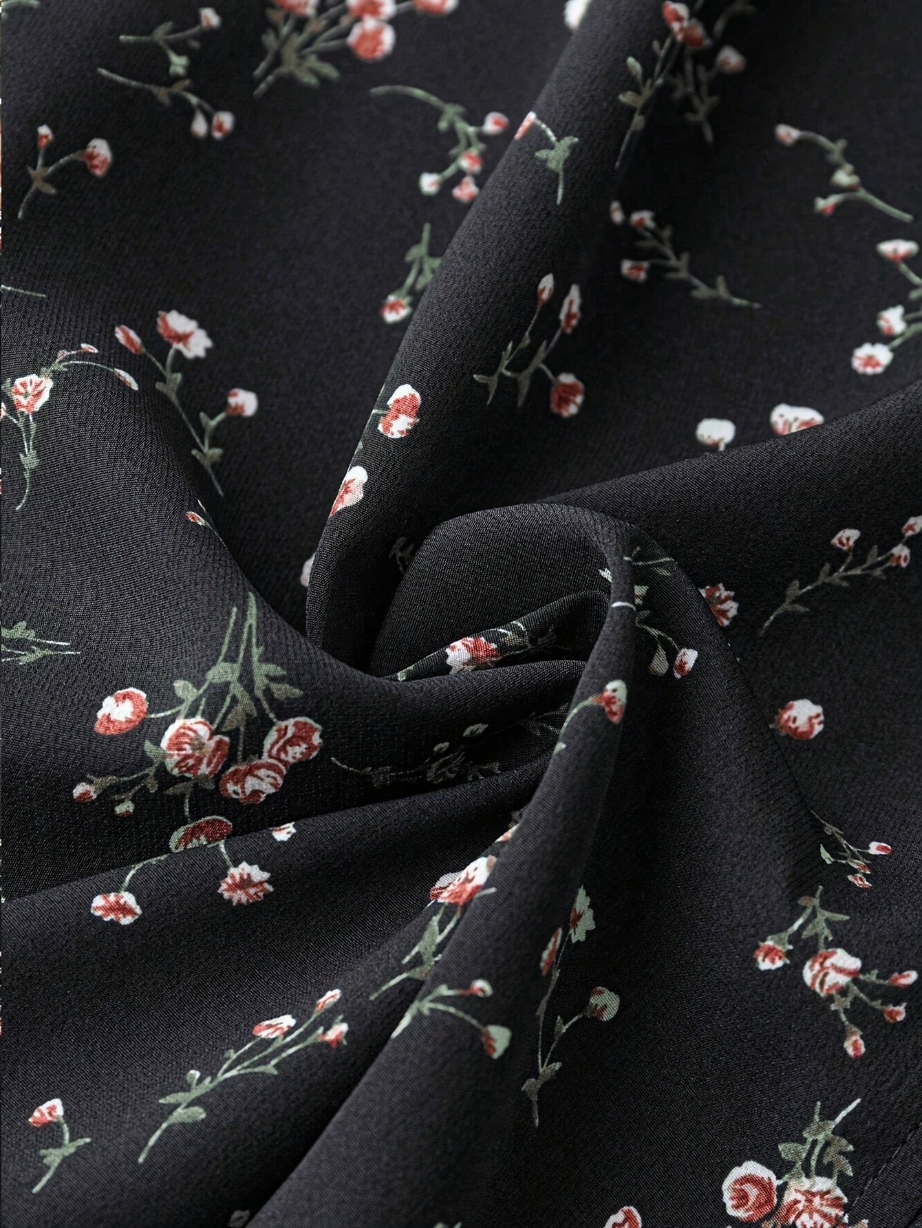 Elegant V-Neck Floral Print Blouse with Ruffled Sleeves
