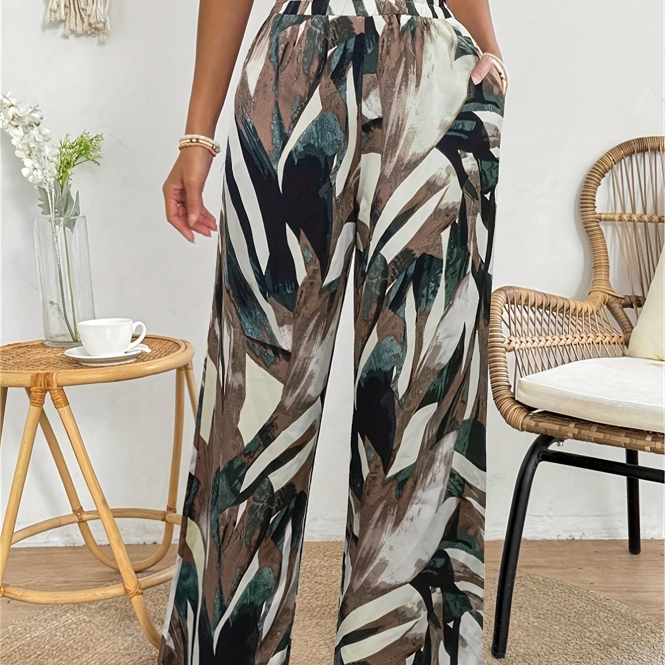 Women's Bohemian Paisley Print Wide-Leg Pants