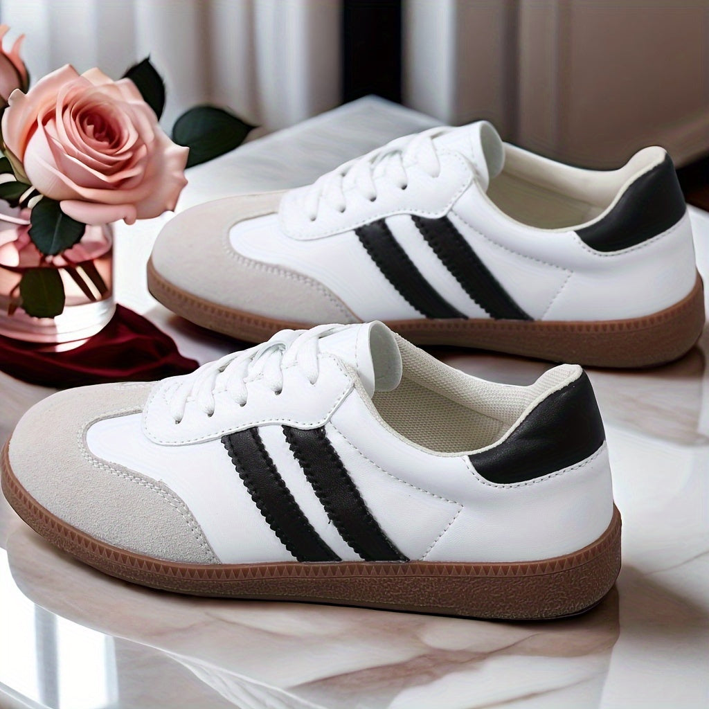 Women's Striped Pattern Flat Sneakers