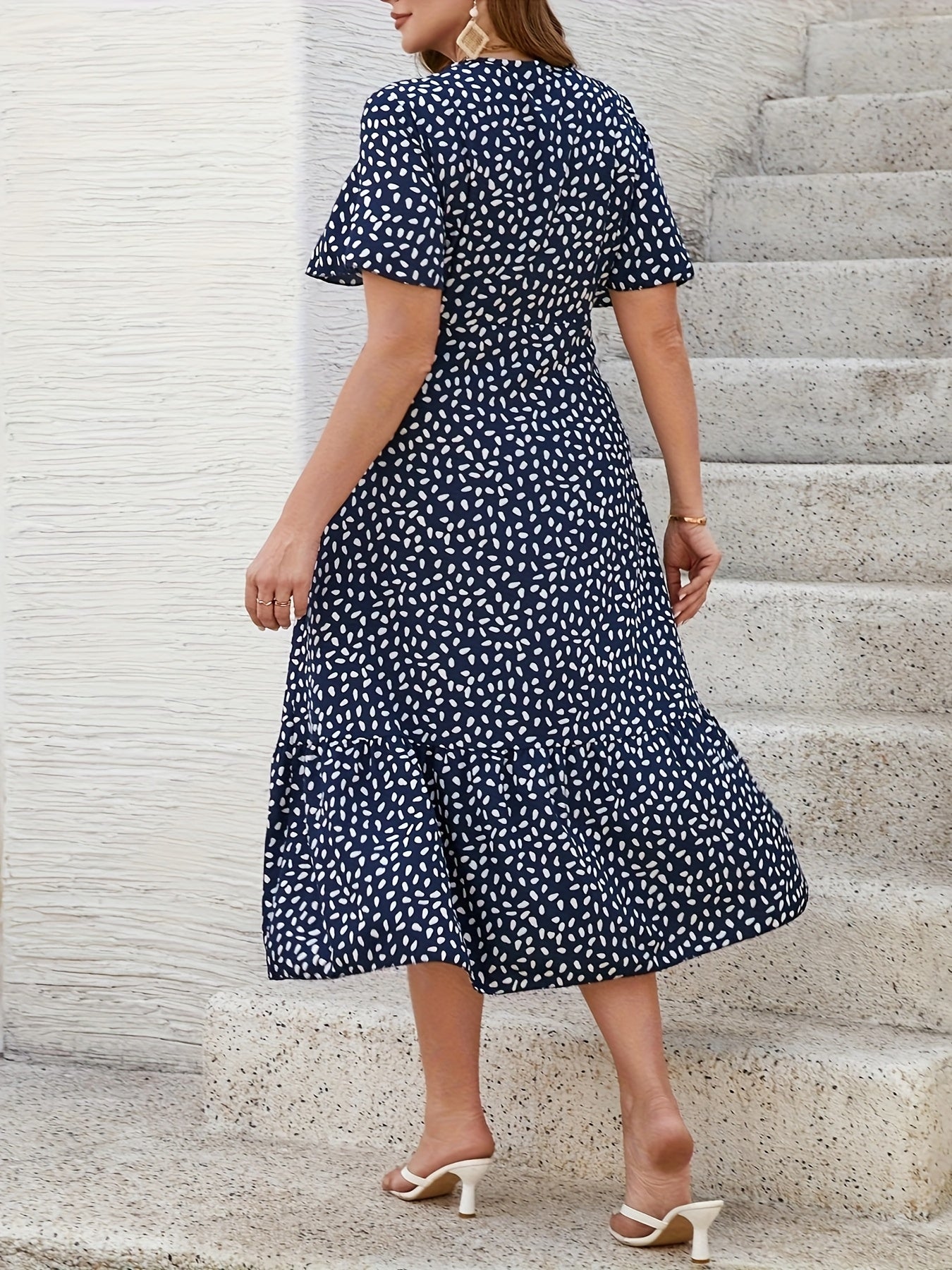Maxi Dress with Ruffled Sleeves and Flowy Skirt