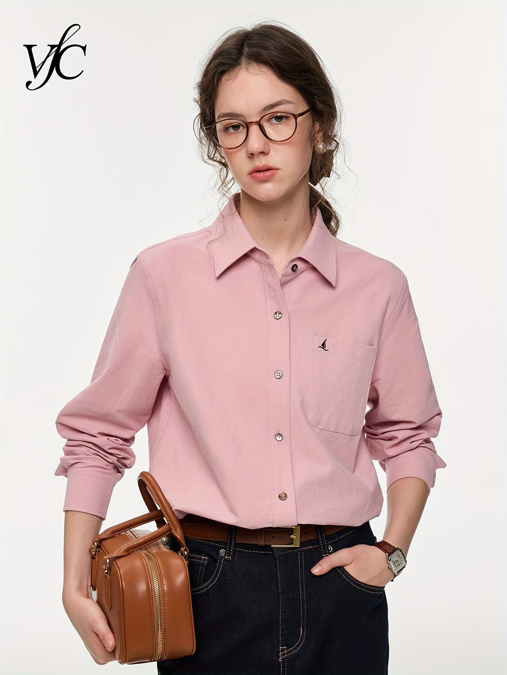 Women's Elegant Minimalist Blouse - Long Sleeve Button-Front Shirt with Classic Collar