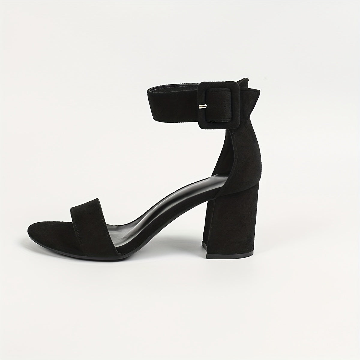Versatile Velvet High Heels - Women's Chic Open Toe Ankle Strap Solid Color