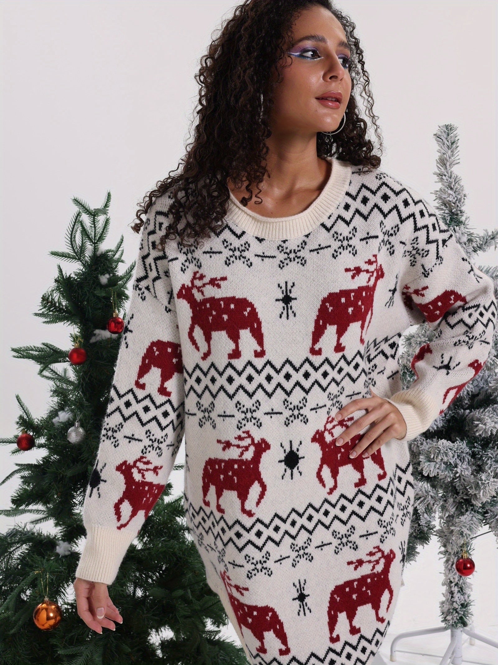 Plus Size, Women's Elegant Winter Maxi Sweater Coat for Christmas Parties & Special Occasions