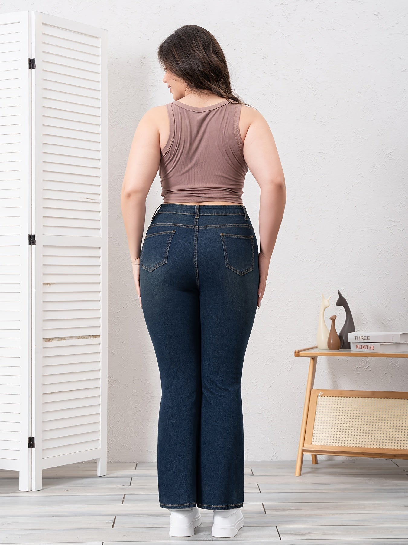 Plus Size Plain Denim Pants for Women