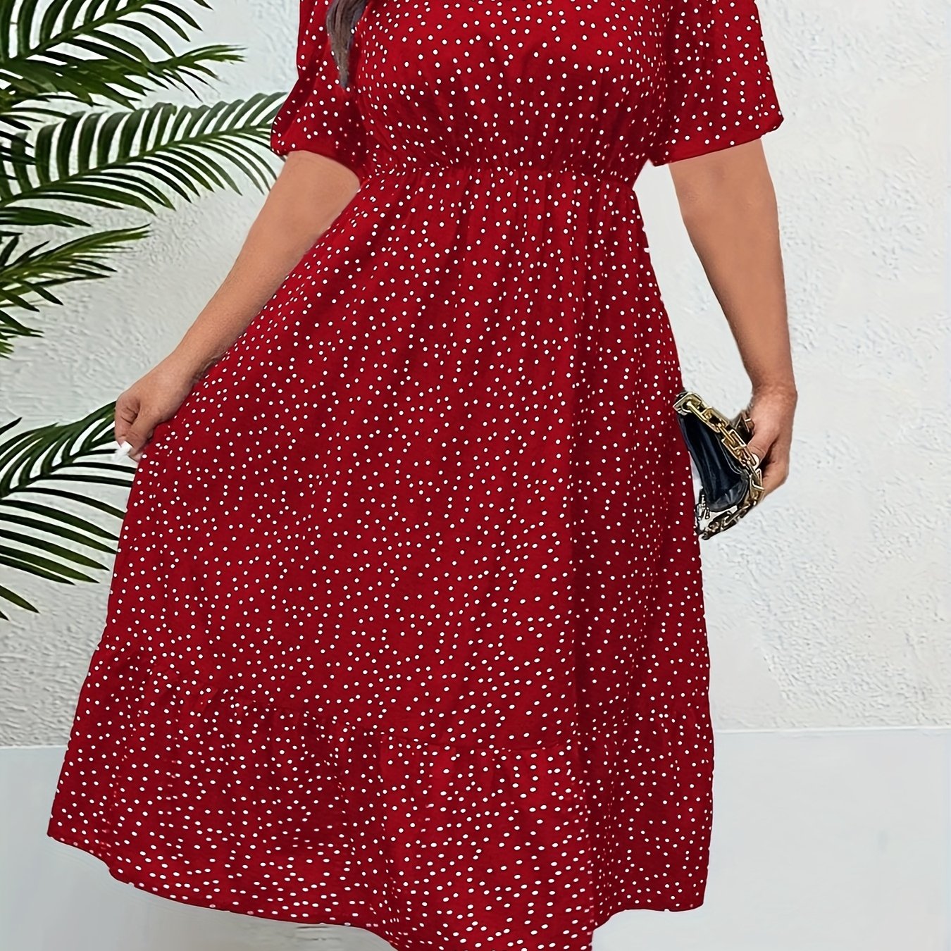 Plus Size Women's V-Neck Loose Fit Dress