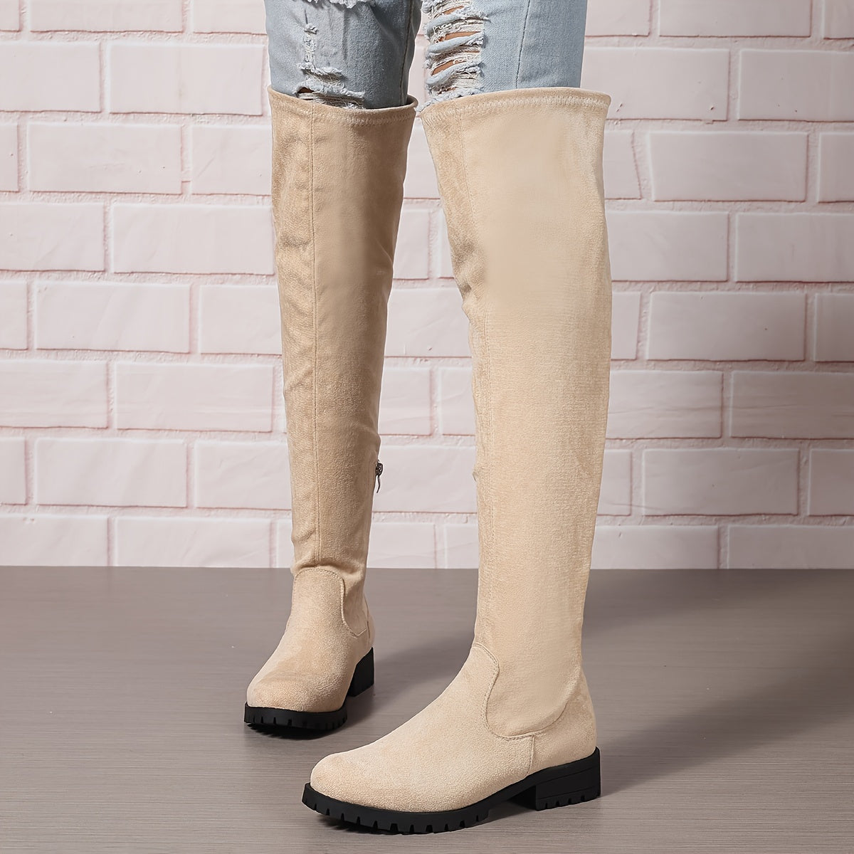 Stylish Women's Long Over the Knee Boots - Chunky Heel