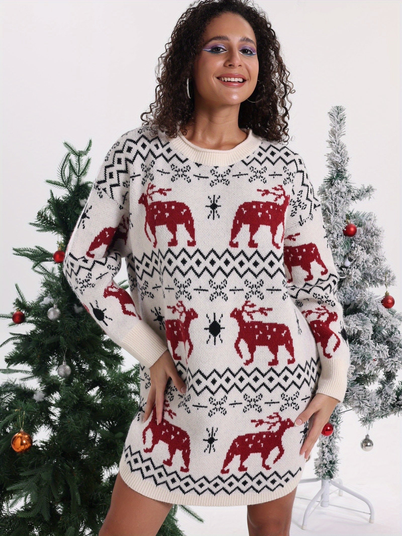 Plus Size, Women's Elegant Winter Maxi Sweater Coat for Christmas Parties & Special Occasions