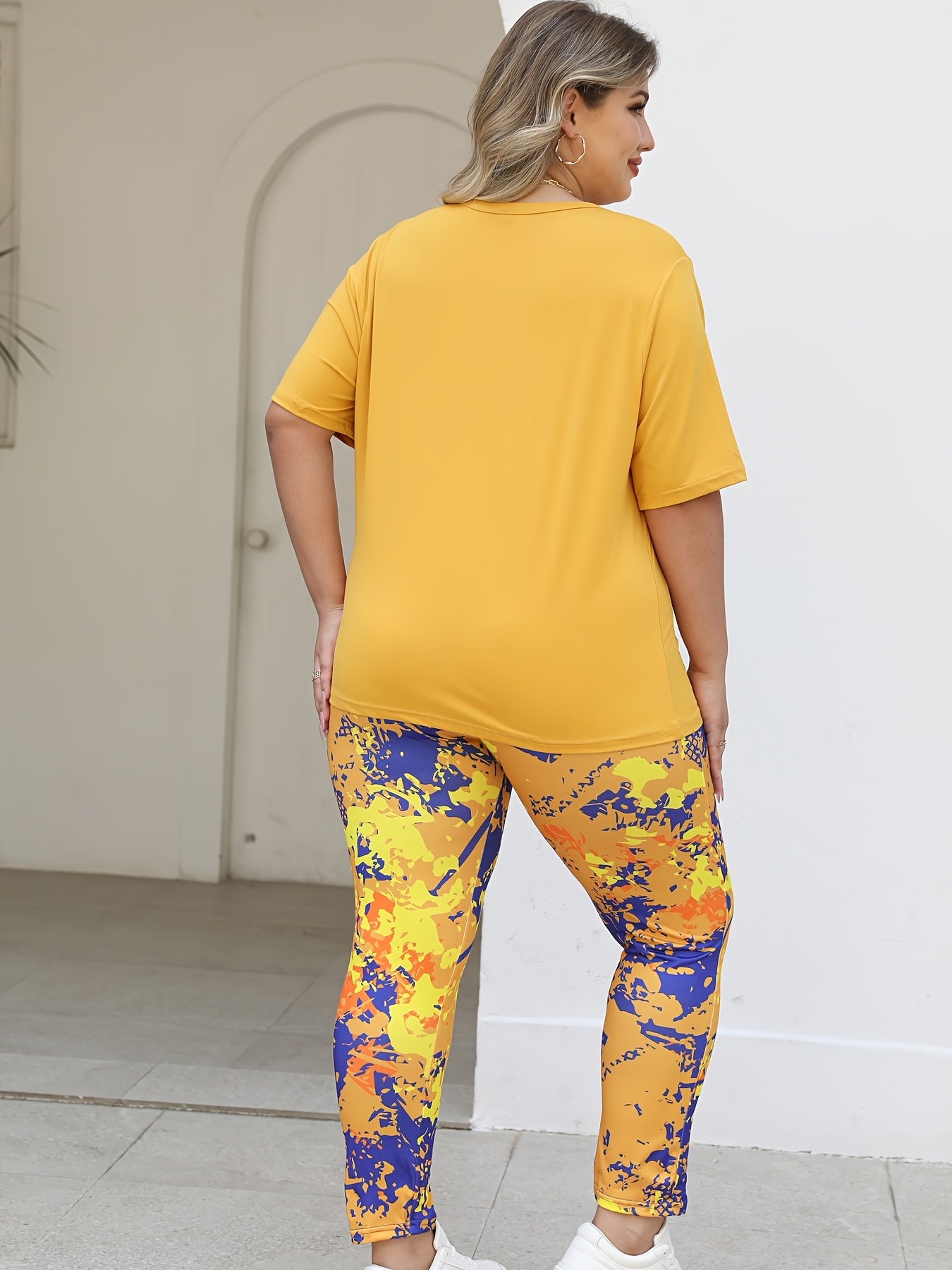 2pcs European and American Plus Size Casual Sportswear Set