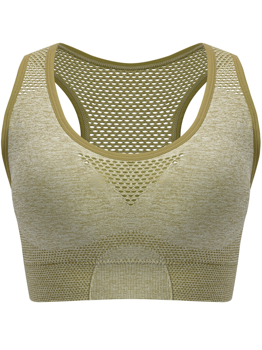 3pcs Plus Size Sports Bras, Polyamide Blend, Hollow Mesh Design, Low Support, Removable Padding, Crew Neck, Medium Stretch, Knit Fabric,