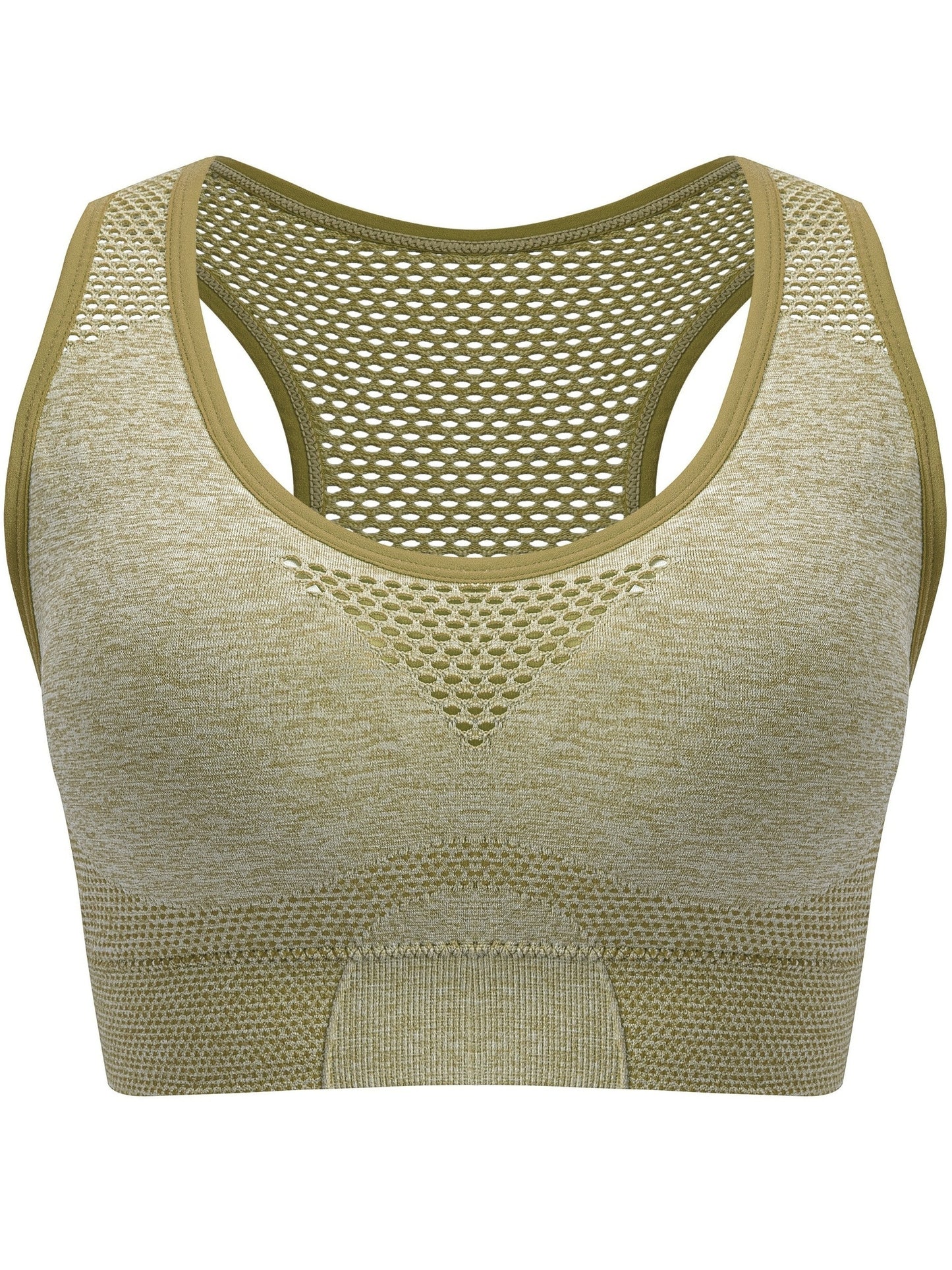 3pcs Plus Size Sports Bras, Polyamide Blend, Hollow Mesh Design, Low Support, Removable Padding, Crew Neck, Medium Stretch, Knit Fabric,