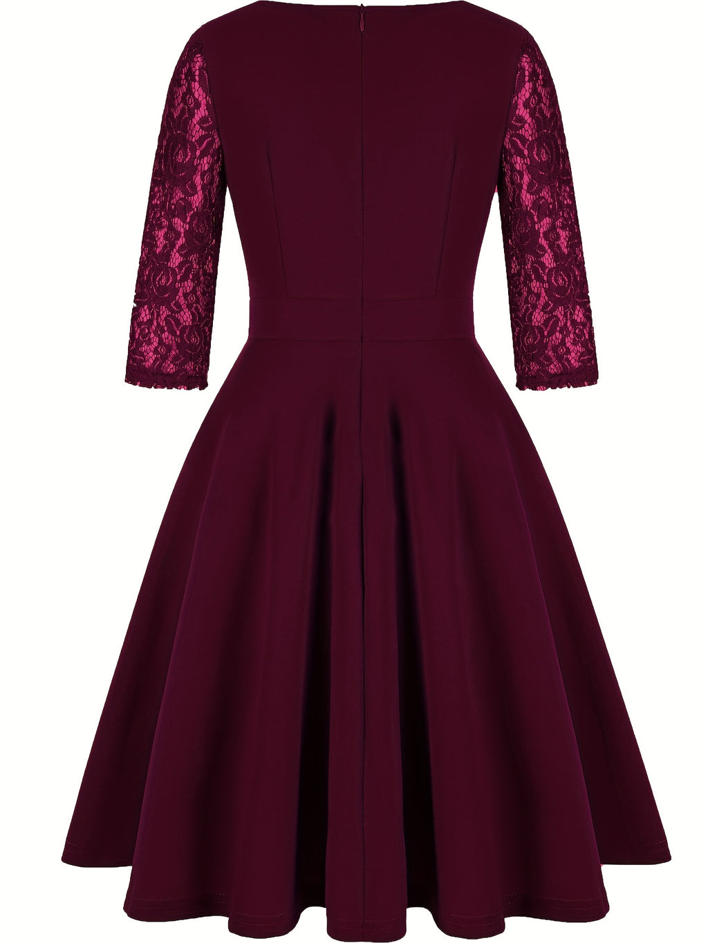 Elegant Women's Dress - Long Sleeve, V-Neck, A-Line Silhouette