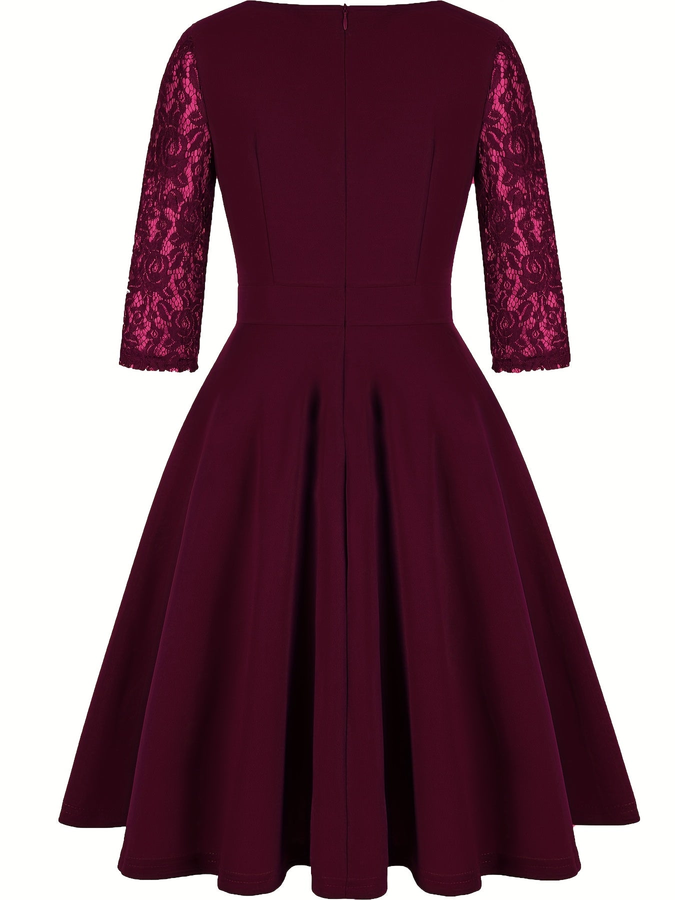 Elegant Women's Dress - Long Sleeve, V-Neck, A-Line Silhouette