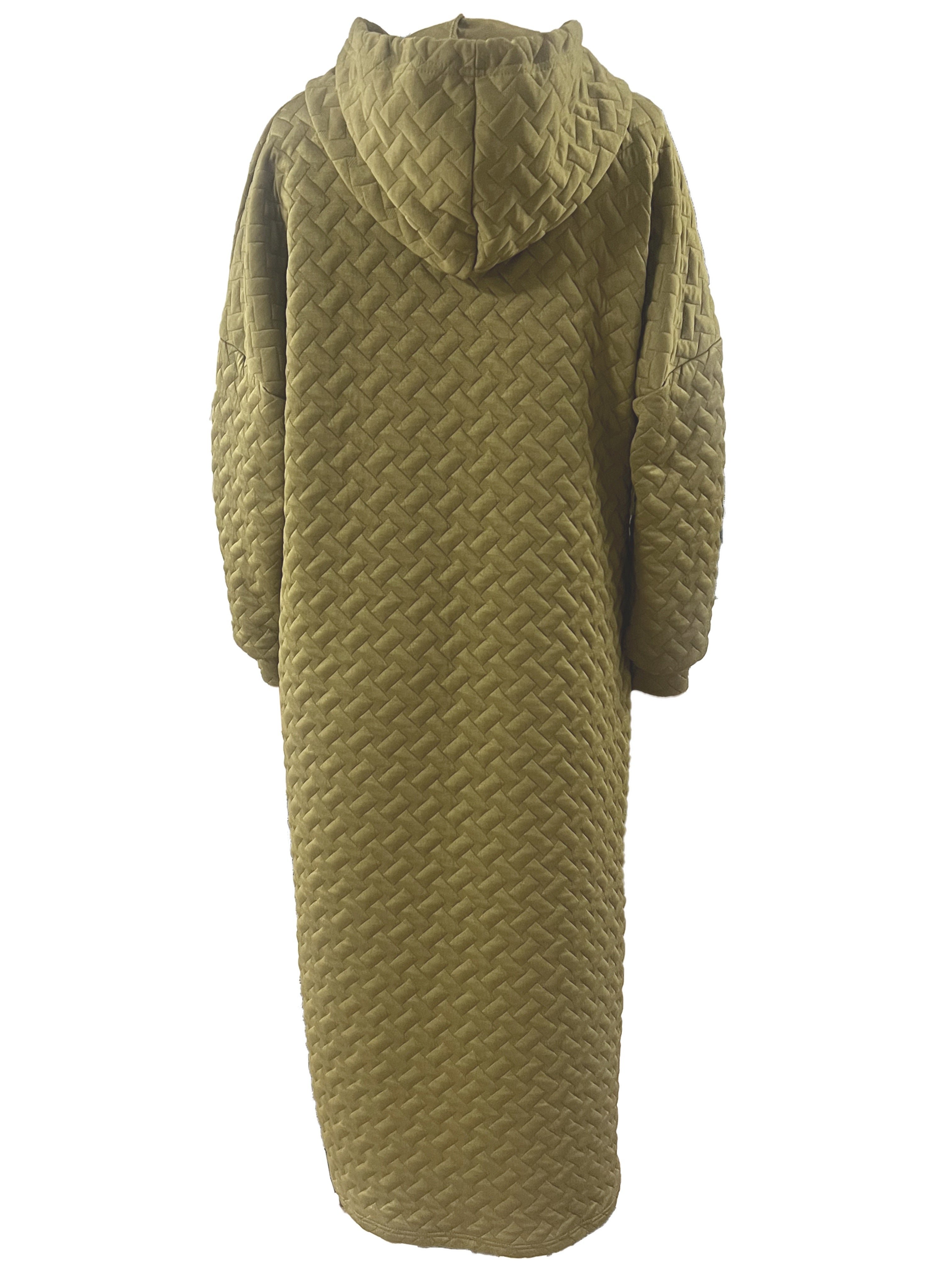 Women's Casual Hooded Long Sleeve Dress with Pockets - Solid Color