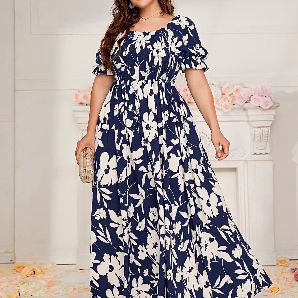 Plus Size Women's Spring/Summer Printed Maxi Dress