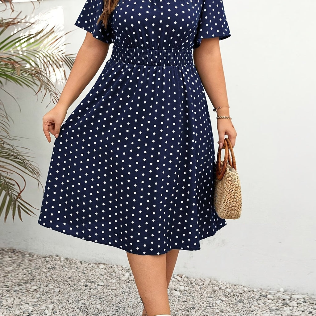 Elegant Women's Plus Size Dot Print Summer Dress