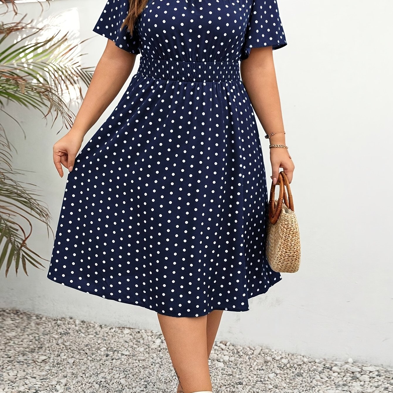 Elegant Women's Plus Size Dot Print Summer Dress