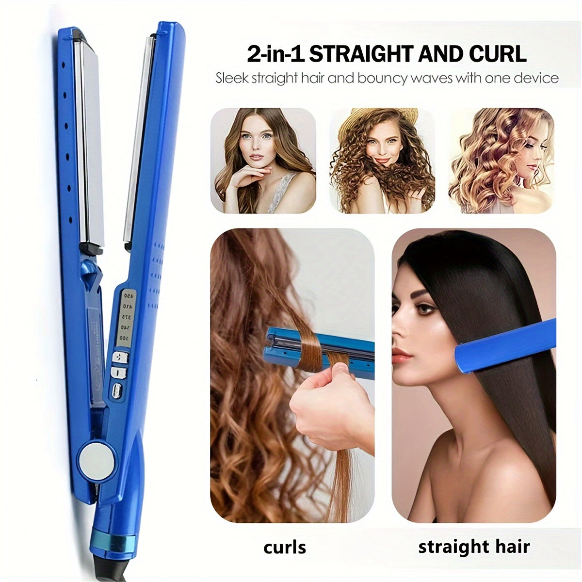 A Set of Three Flat Metal Titanium Hair Straighteners with Wide Plates