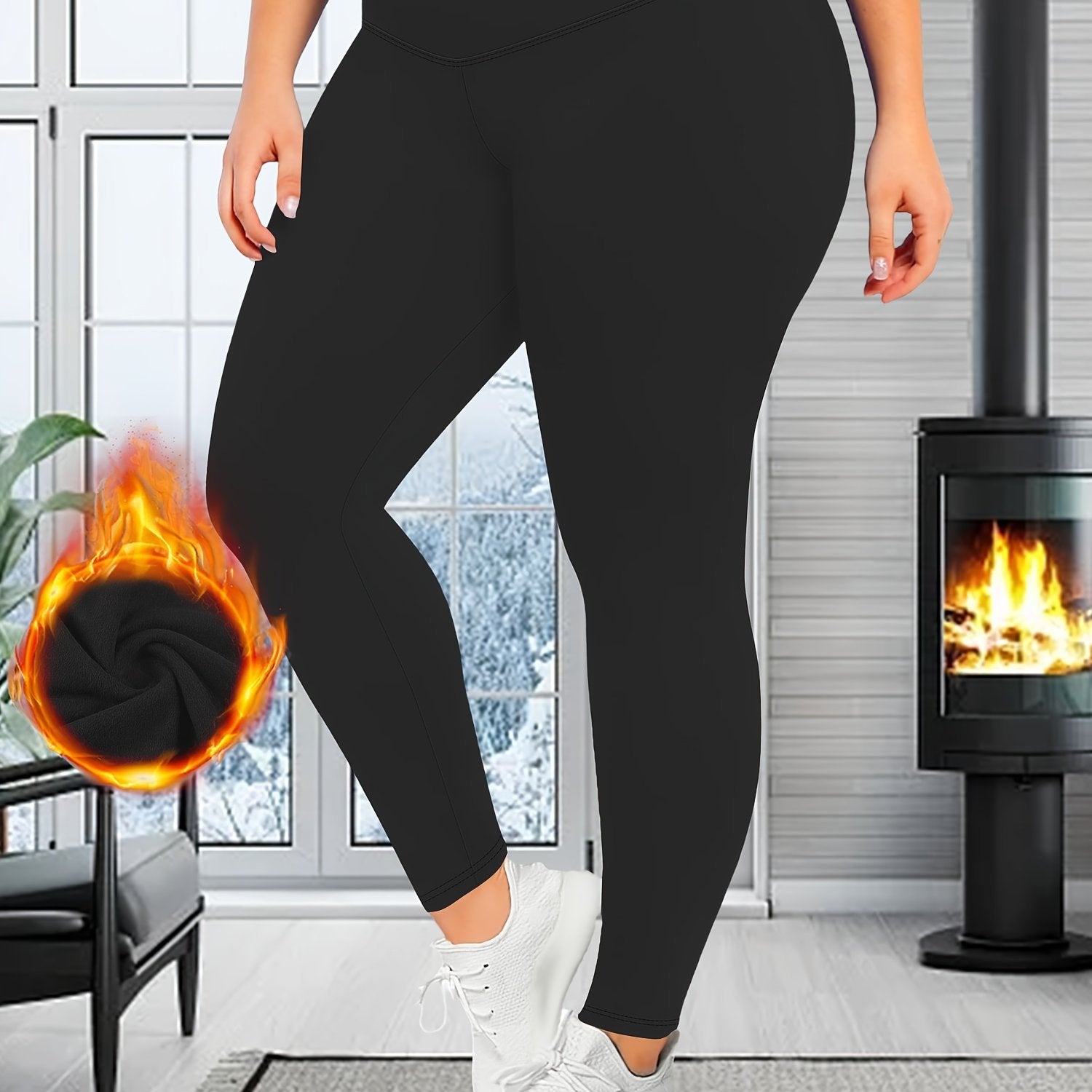 Cozy Plus Size Solid Leggings - Soft, High Waist, Thick, Stretchy