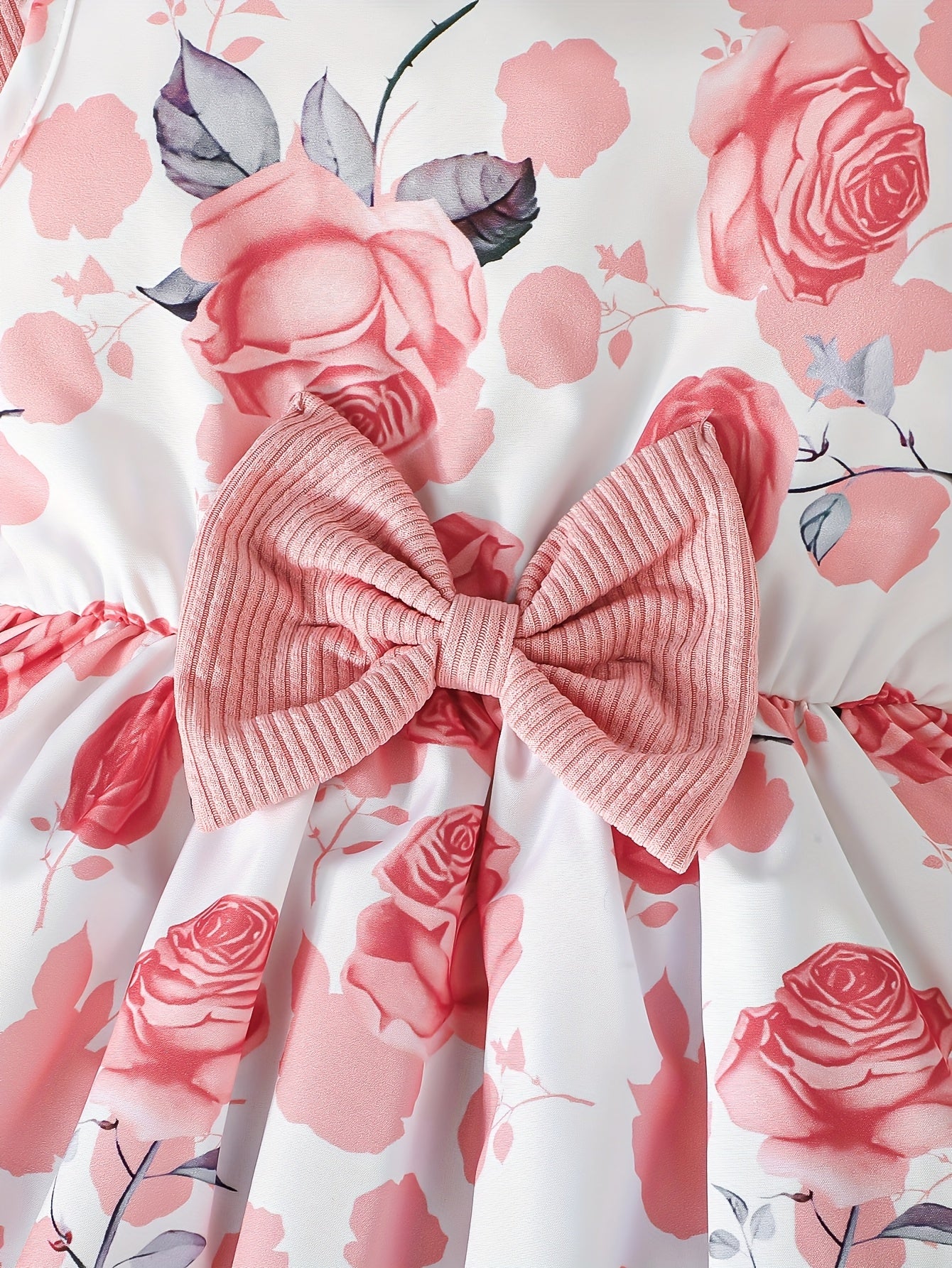 Girls' Floral Print Casual Sleeveless Dress