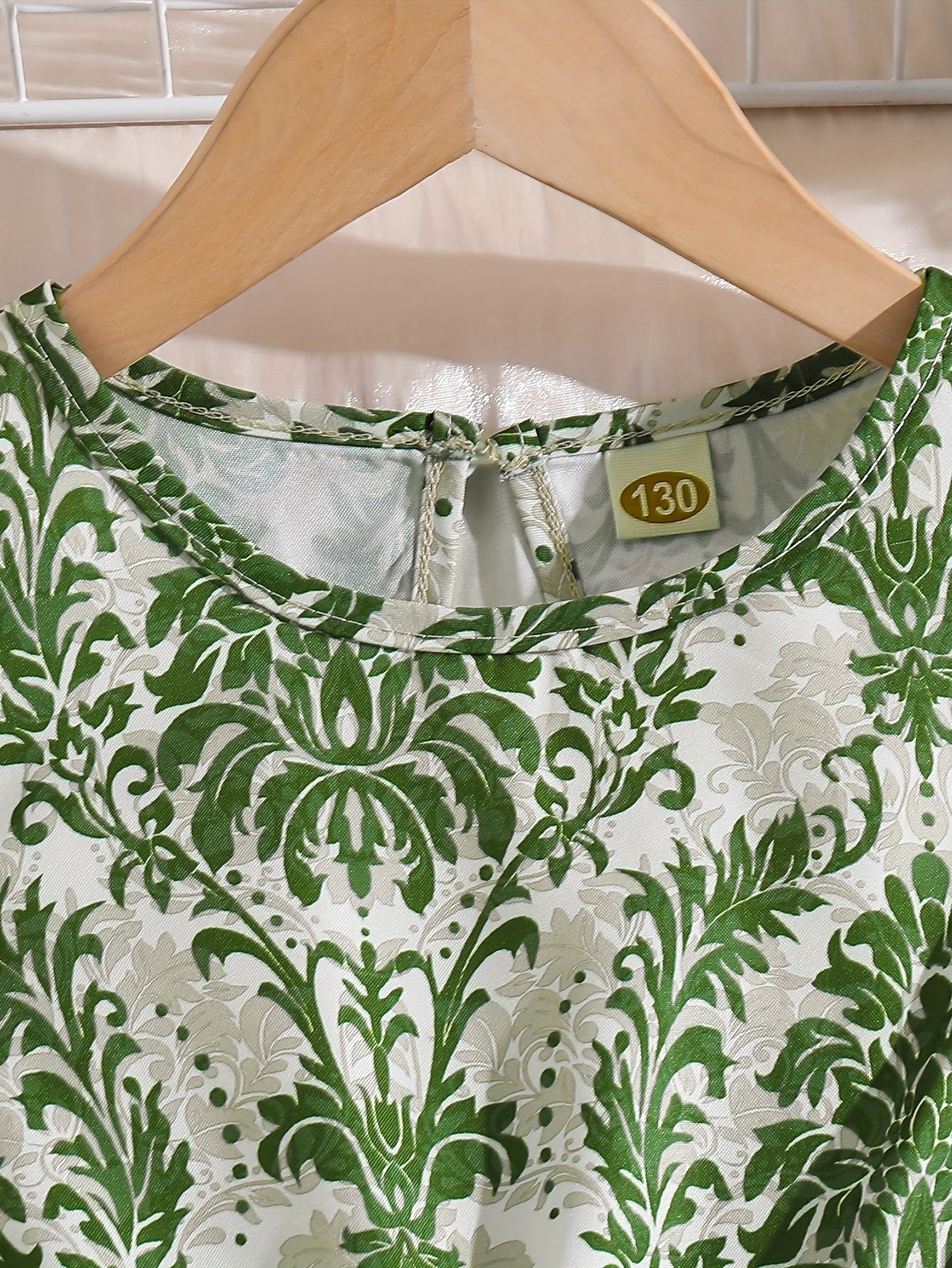 French Vintage Elegance Girls' Mid-Length Floral Print Dress