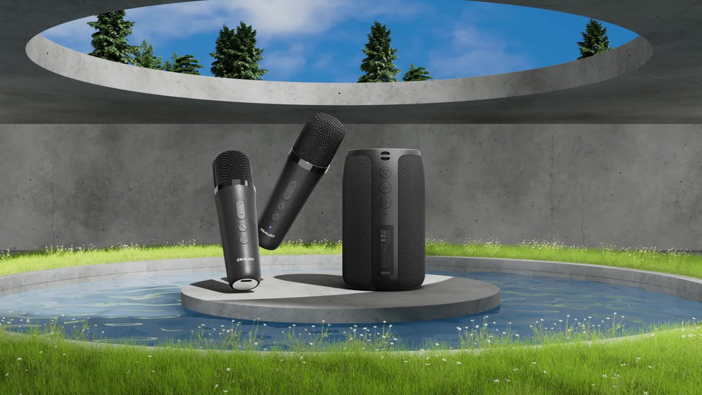 S32 Wireless Speakers Two Wireless Microphones, Portable Design, Booming Bass