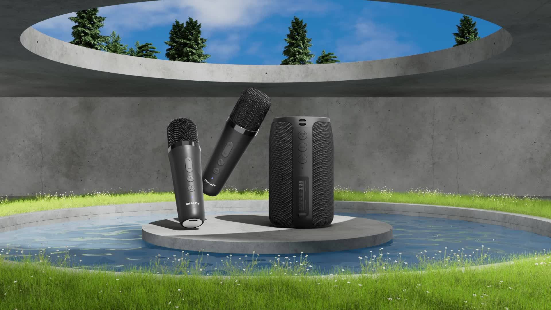 S32 Wireless Speakers Two Wireless Microphones, Portable Design, Booming Bass